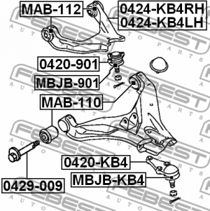 Болт с эксцентриком MITSUBISHI PAJERO/MONTERO SPORT CHALLENGER KH# 2008- 0429-00 0429-009 FEBEST