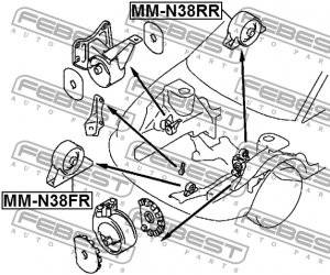 подушка ДВС передняя!\ Mitsubishi Chariot/Grandis/Space Runner 91-00 MM-N38FR FEBEST