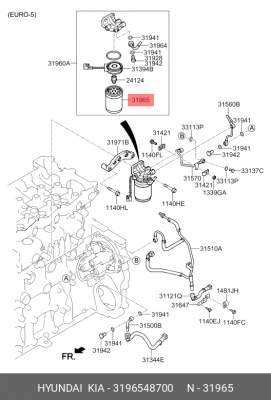 Фильтр топливный HYUNDAI HD65,78 дв.D4GA ЕВРО-5 тонкой очистки OE 3196548700 HYUNDAI KIA