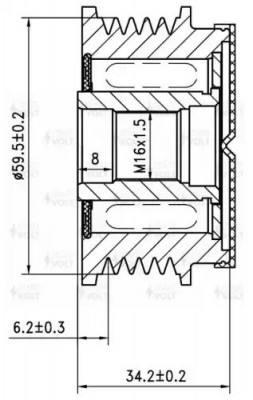 Шкив с обгонной муфтой генер. для а/м Hyundai Terracan (01-)/Kia Carnival (05-)  SGP 0893 START VOLT