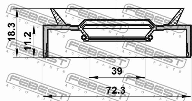 Сальник привода (39X72.3X11.2X18.3) SUZUKI GRAND VITARA 2006-2014 95PAY-40721118 95PAY-40721118X FEBEST
