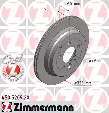 диск тормозной !задн. 325x20/60-5x120 \ Land Rover Discovery III/IV/Range Rover  450.5209.20 ZIMMERMANN