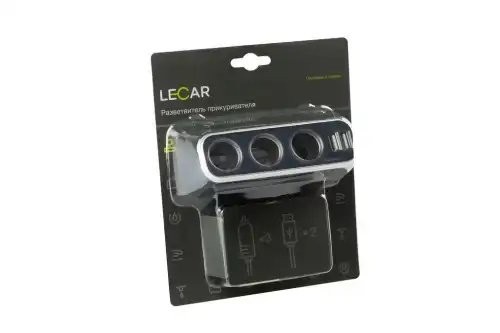 Разветвитель прикуривателя, 3 разъема (блистер) LECAR000045309 LECAR