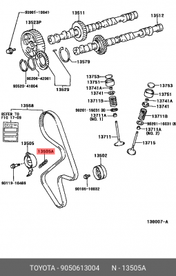 пружина натяжителя ремня ГРМ!\ Toyota Avensis/Carina/Corolla 1.5/1.6 5A/4A 91-00 90506-13004 TOYOTA