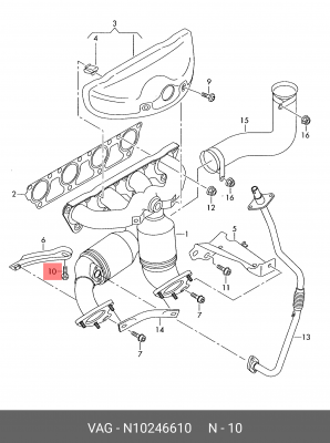 Болт N 102 466 10 VAG