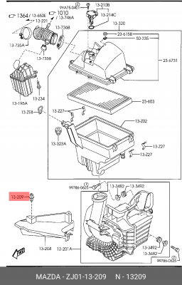 Клипса MAZDA 3 (08-) бампера переднего OE ZJ01-13-209 MAZDA