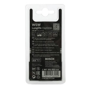 ЛАМПА 12V 5W W5W LONGLIFE DAY БЛИСТЕР 2 ШТ 1987301052 BOSCH