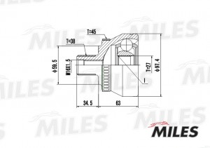 ШРУС наружный AUDI A4/A6/A8/VW PASSAT/SKODA SUPERB 1.9TDI-2.8 94-05 (GKN 301961) GA20036 MILES