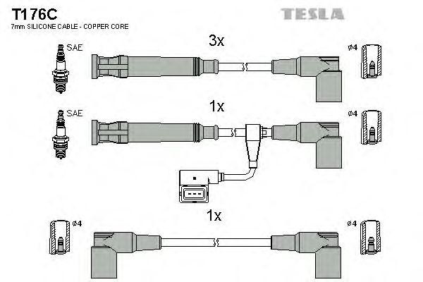к-кт проводов!\ BMW E30/E36 1.6/1.8i 87-94 T176C TESLA