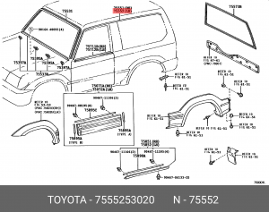 OETOY-7555253020 молдинг лобового стекла!\ Lexus IS250 05-13 75552-53020 TOYOTA