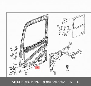 каркас двери правый (45104777691690) A9607202203 MERCEDES BENZ