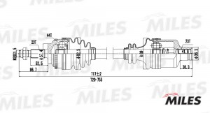 Привод в сборе правый RENAULT CLIO II/KANGOO 1.5D 01-09 (GKN 304972) GC02105 GC02105 MILES