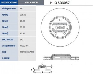 Диск тормозной RENAULT Laguna 3 (07-) передний (1шт.) SANGSIN SD3057 SANGSIN