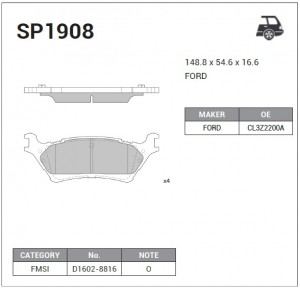 Колодки задние FORD F-150 2012- SP1908 SP1908 SANGSIN