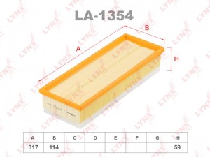 Фильтр воздушный PEUGEOT 207 (06-),308 (07-) CITROEN C4 (04-) (1.6 HDI) LYNX LA-1354 LYNXAUTO
