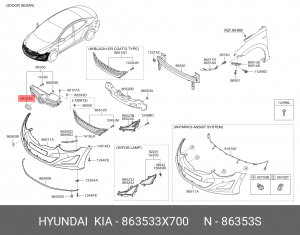 Эмблема HYUNDAI Elantra (14-) передняя OE 863533X700 HYUNDAI KIA