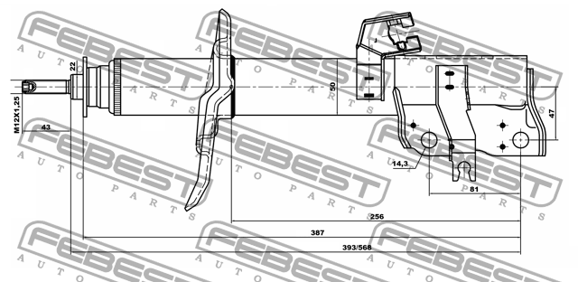 Амортизатор передн левый NISSAN X-TRAIL T31 02660800FL 02660800FL FEBEST