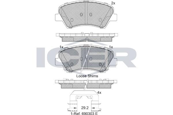 182029 колодки дисковые передние!\ Hyundai Elantra/i30 all 11> 182029 ICER