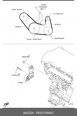 Ролик с натяжителем MAZDA PE0315980C PE0315980C MAZDA