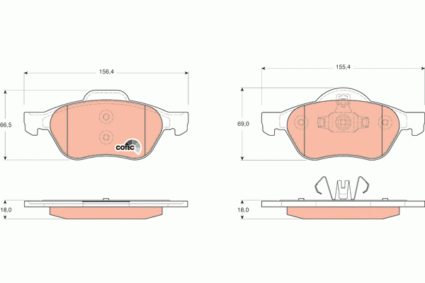 Колодки тормозные RENAULT Megane 2, Laguna 2, Scenic 2 передние (4шт.) TRW GDB1687 TRW