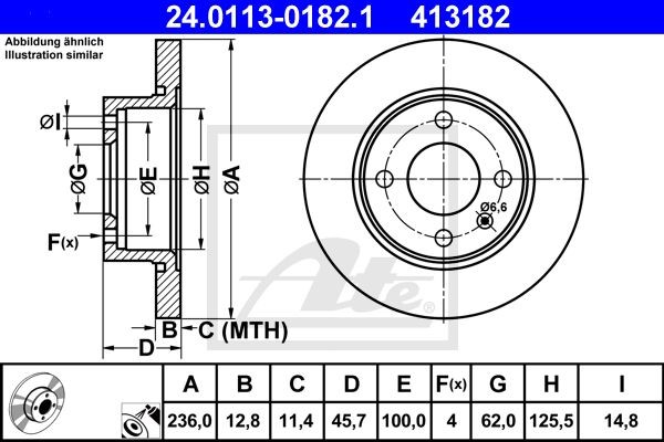 24.0113-0182.1 диск тормозной передний!\ Skoda Felicia, VW Caddy 1.6/1.9 D 94> 24.0113-0182.1 ATE