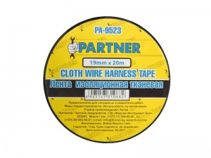 Изолента Х/Б черная 19ммх20м PARTNER PA9523 PARTNER