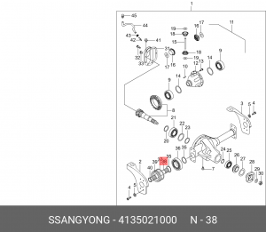 Полуось SSANGYONG Korando,Musso,Rexton (02-) переднего моста левая внутренняя OE 4135021000 SSANG YONG