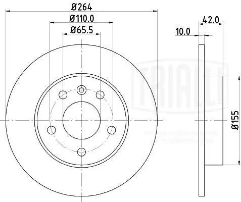 Диск торм. зад. Opel Astra H (04-) d264. 5 отв. DF210203 DF210203 TRIALLI