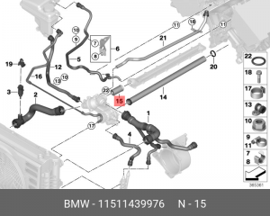 трубка охл.жидкости!\BMW 5Series E60/E61 LCI 4.0-6.0 07>/6Series E63/E64 LCI 4.0 11 51 1 439 976 BMW