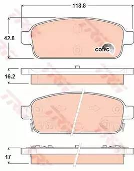 CHEVROLET CRUZE/ OPEL ASTRA J (2010>) R15/R16/R17 GDB1844 TRW