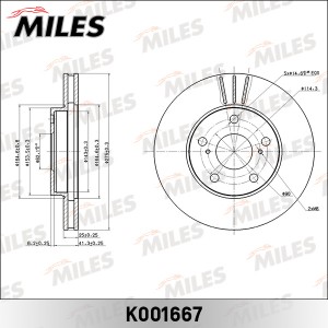 Диск тормозной передний MARK/CHASER/CRESSIDA/CRESTA (TRW DF7089) K001667 K001667 MILES