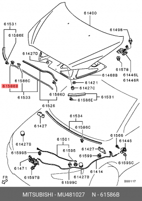 клипса, капот!\ Mazda 2 07> MU481027 MITSUBISHI