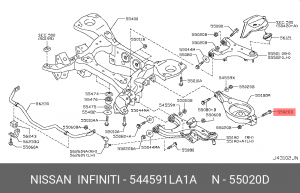 Болт 54459-1LA1A 54459-1LA1A NISSAN