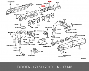 кольцо выпускного коллектора!\ Toyota Land Cruiser 100 4.2D 00-05 17151-17010 TOYOTA