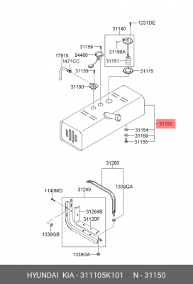 Бак топливный HYUNDAI HD65,72,78 OE 311105K101 HYUNDAI KIA