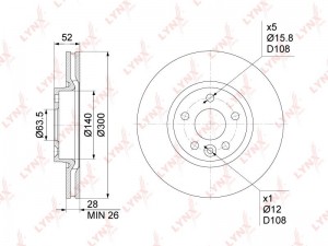 Диск тормозной передний (300x28) BN-1027 LYNXAUTO