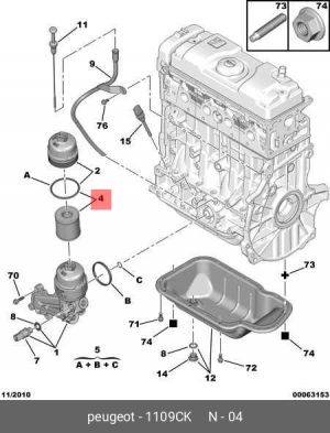 фильтр масляный!\ Citroen C4/C5, Ford Focus, Peugeot 307/407 1.4-2.2HDi 96> 1109.CK CITROEN PEUGEOT