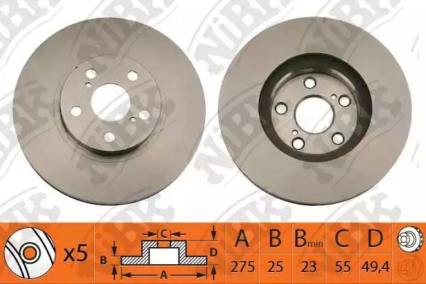 Диск тормозной TOYOTA CELICA 1999-2005 RN1142 RN1142 NIBK