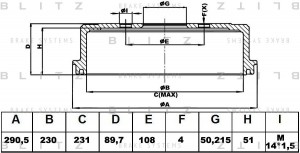 Барабан тормозной AUDI 100/200/80 76- BT0110 BT0110 BLITZ
