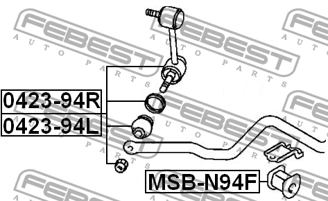 Втулка стабилизатора передняя MITSUBISHI SPACE WAGON, GRANDIS 97-03 MSB-N94F MSB-N94F FEBEST