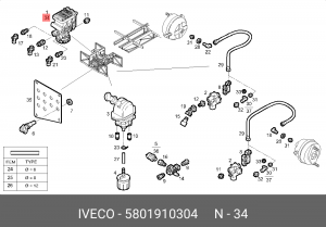 модулятор EBS! одноканальный модуль 2xM22x1.5 M16x1.5\RVI, Volvo Omn B7/9/12 5801910304 IVECO