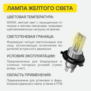 Лампa светодиод. H11/H8/H16(JP), 12/24В, 28Вт, 3000К (Желтый), 5000Лм, для рефле AEAR112 AIRLINE