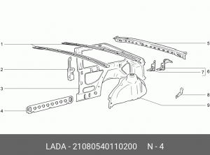 Накладка боковины ВАЗ-2108 нижняя (усилитель порога) АвтоВАЗ 21080540110200 LADA VAZ