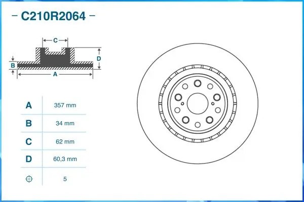 Тормозной диск передний C210R2064 C210R2064 CWORKS