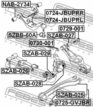 Сайлентблок задн цапфы SUZUKI GRAND VITARA/ESCUDO 2006-2014 SZAB-029 SZAB-029 FEBEST