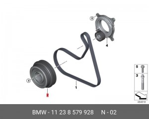 11238579928 Демпфер крутильных колебаний ! \BMW 3' G20, G21, 5' G30, G31, 6' G32 11 23 8 579 928 BMW