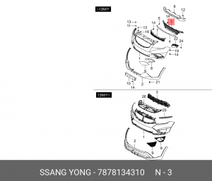 Облицовка радиатора SSANGYONG Actyon (13-) внутренняя (-EES) OE 7878134310 SSANG YONG
