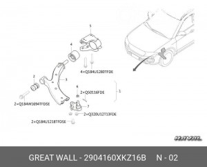 Сайлентблок HAVAL F7,F7x рычага переднего передний OE 2904160XKZ16B GREAT WALL