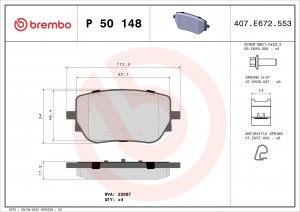 Колодки тормозные дисковые P50148 P50148 BREMBO