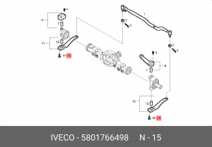 болт кронштейна рулевой тяги! M14x60\IVECO 5801766498 IVECO